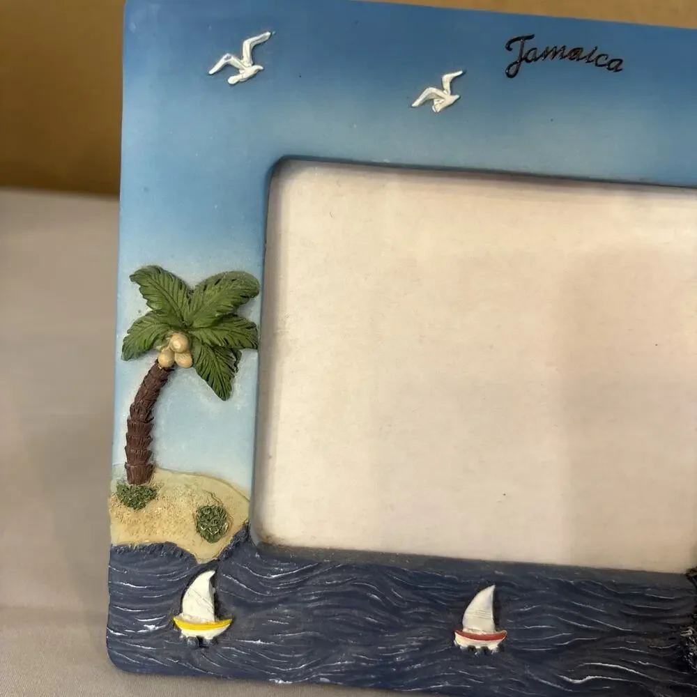 Jamaica Tropical Beach Picture Frame Palm Tree Lighthouse 3.5x5 Photo Souvenir V